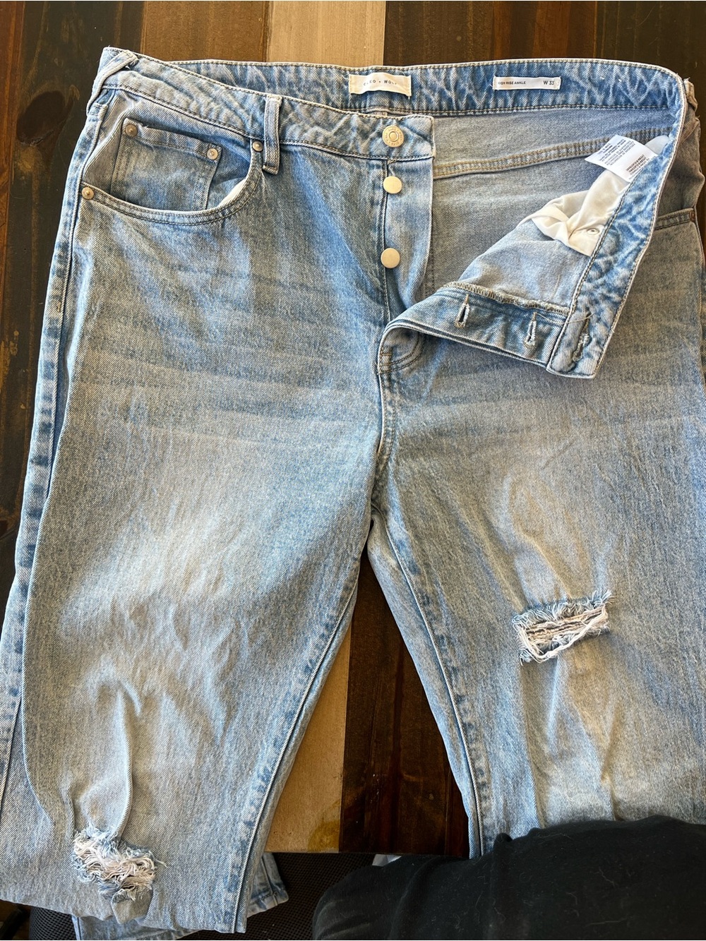 Cleo + Wolf High-Rise Light Blue Women’s Distressed Jeans